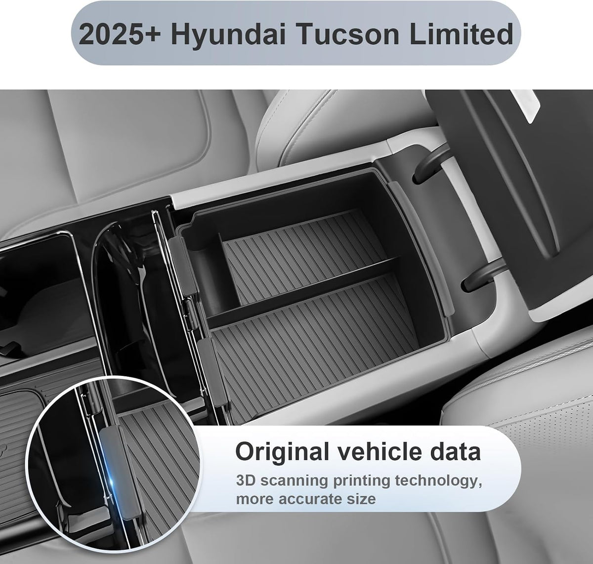 SKTU 2-Pack 2025 2026 Tucson Center Console Organizer for 2025 2026 Hyundai Tucson Limited/Hybrid Console Tray Hyundai Tucson 2025 2026 Accessories with Coin Holder Durable [Double Layers]