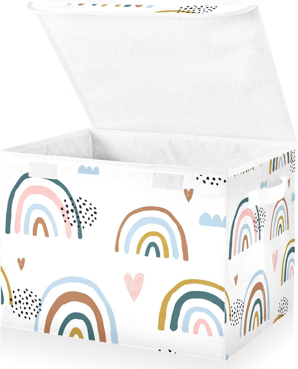 Cartoon Rainbow Storage Bins with Lids and Carrying Handle,Foldable Storage Boxes Organizer Containers Baskets Cube with Cover for Home Bedroom Closet Office