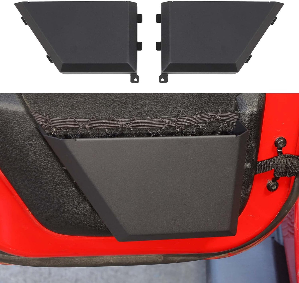 Hoolcar Rear Door Storage Pockets, Side Insert Organizer Box Metal Net Pocket Replacement for 2011-2017 Jeep Wrangler JK JKU, Interior Storage Expansion Accessories, Black, 2PCs