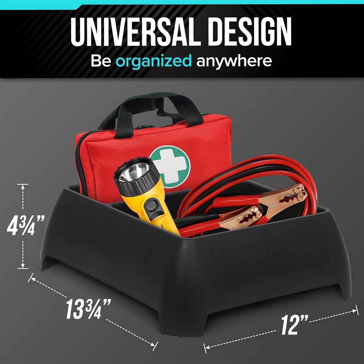 Moblorg Heavy Duty Storage Organizer for Vehicle Trunk, Garage, Under Sink Organizer, Recycled Plastic, Made in USA (Black)