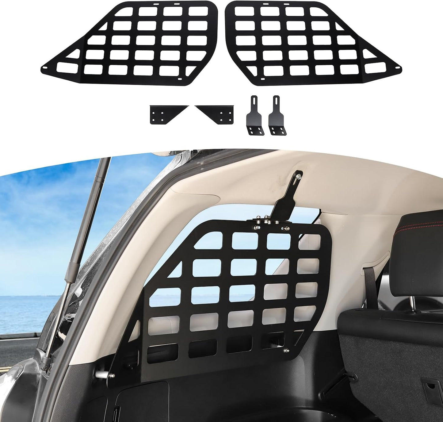RT-TCZ for 4Runner Rear Window Molle Panel Kit, Trunk Modular Storage Panel System for Toyota 4Runner 2010-2023 Black Storage Accessories 2pcs