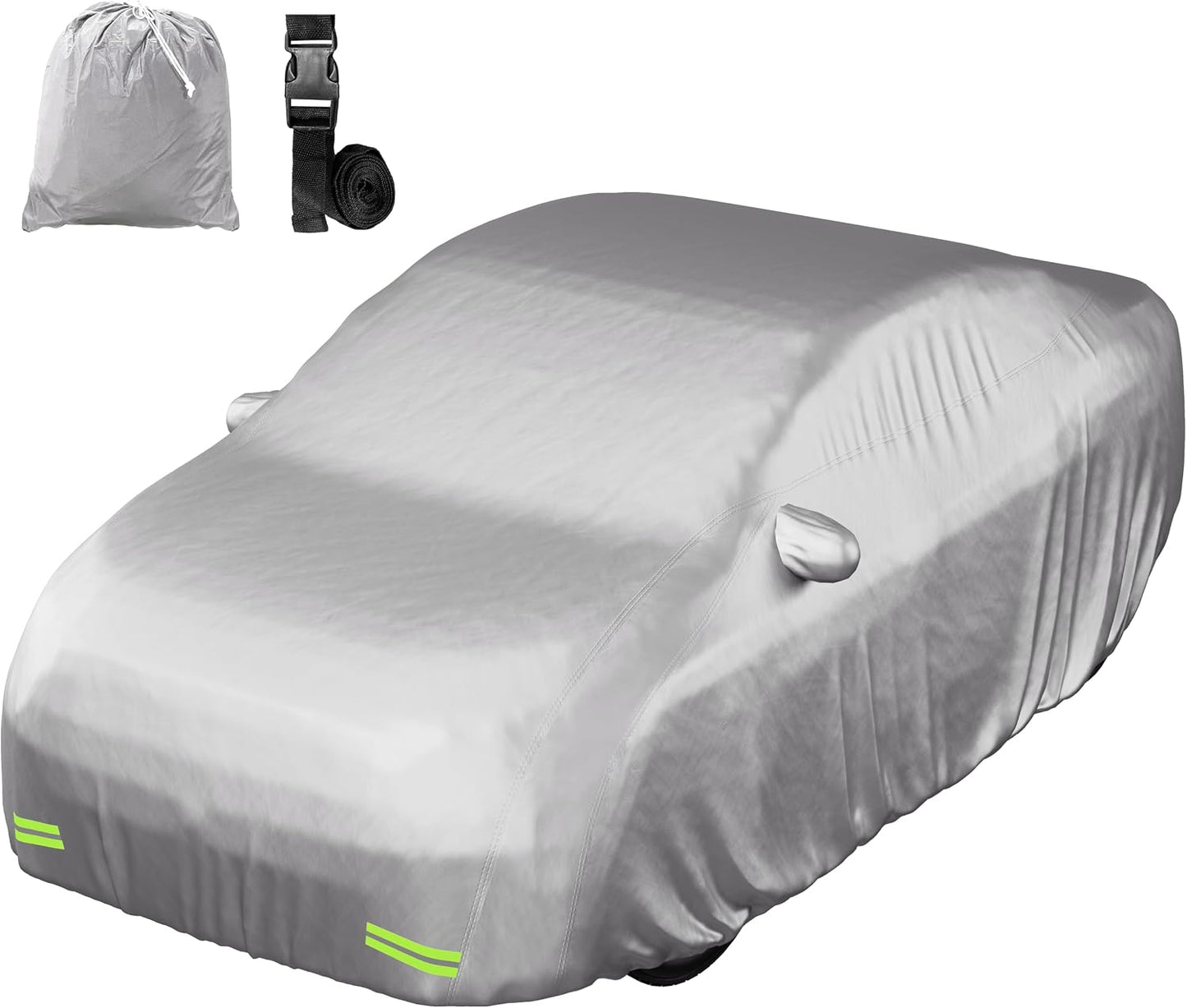 Mockins 200"x75"x60" 190T Polyester Soft Large Car Cover for Sedan Defense | Outdoor & Indoor Car Covers for Automobiles with Buckle Strap| Full Exterior Covers for Snow, Frost, UV, Dust & Light Rain