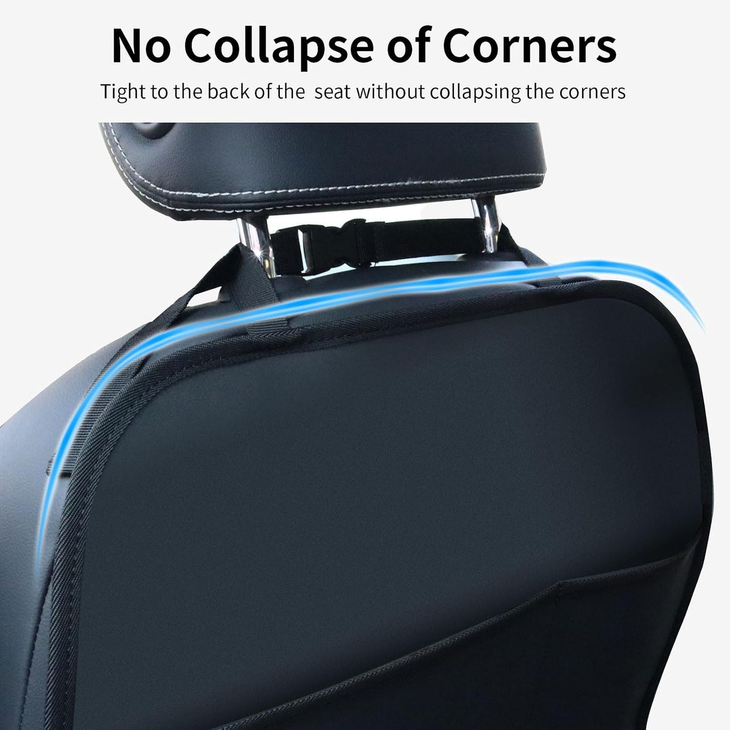 Kick Mat Back Seat Protector Waterproof Leather Car Seat Back Organizers Cover with 3 Storage Pockets for Kids Pets SUV Sedan Minivan Truck Car Travel Accessories (Black 2-Pack)