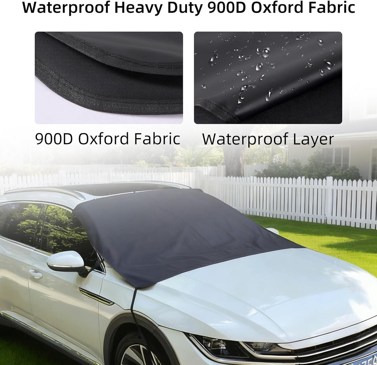 RUPSE Magnetic Windshield Cover for Ice and Snow - Heavy-Duty 900D Oxford Fabric, Quick Snow Removal, Super Waterproof, Suitable for Most sedans, Cars and SUVs