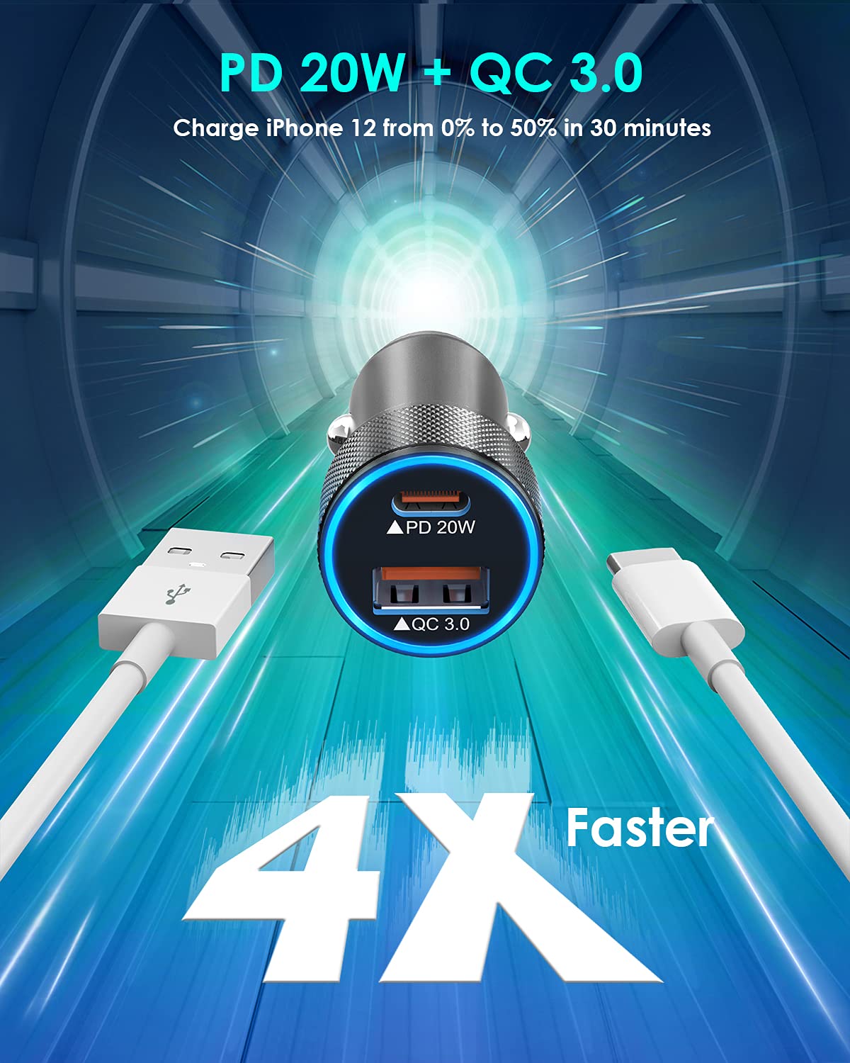 iPhone Car Charger,USB C Fast Car Charger[Apple MFi Certified] Apple Car Charging 38W Dual Port CarCharger Cigarette Lighter Adapter 2x3ft PD&QC 3.0 Lightning Cable for iPhone 14/13/12 Pro/11/Airpods