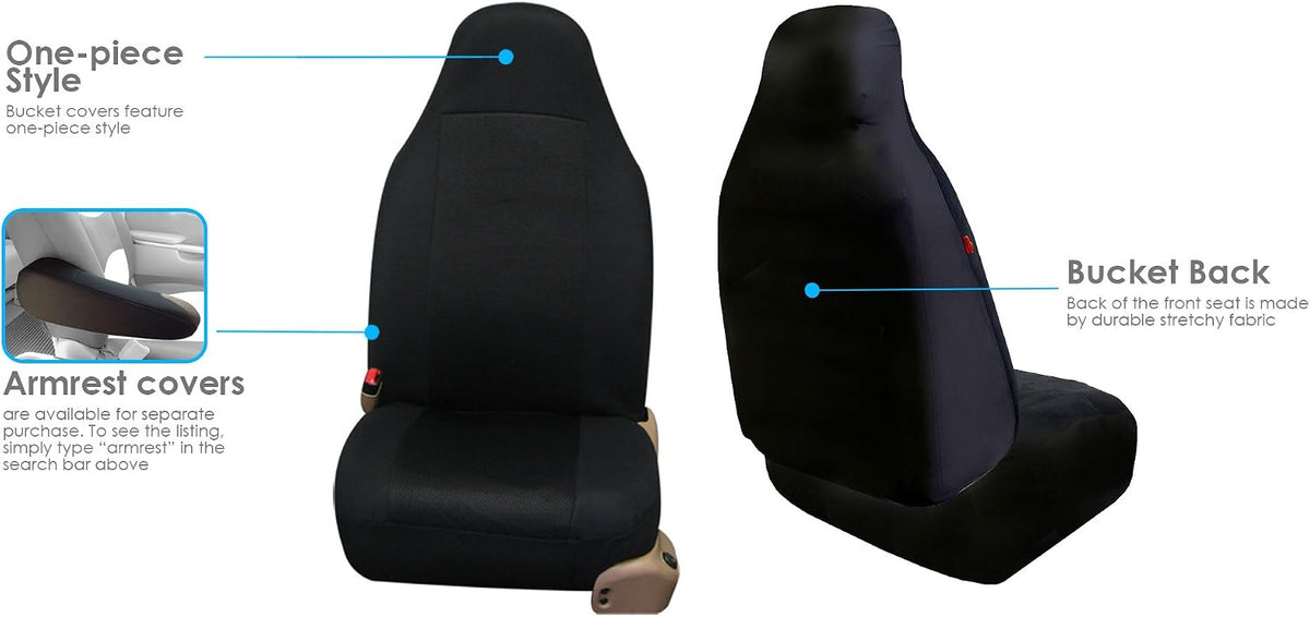 FH Group 3D Air Mesh Car Seat Covers Front Set – Universal Fit Automotive Seat Protectors, Washable Low Back Bucket Seat Covers for SUV, Sedan, Car Accessories, Black