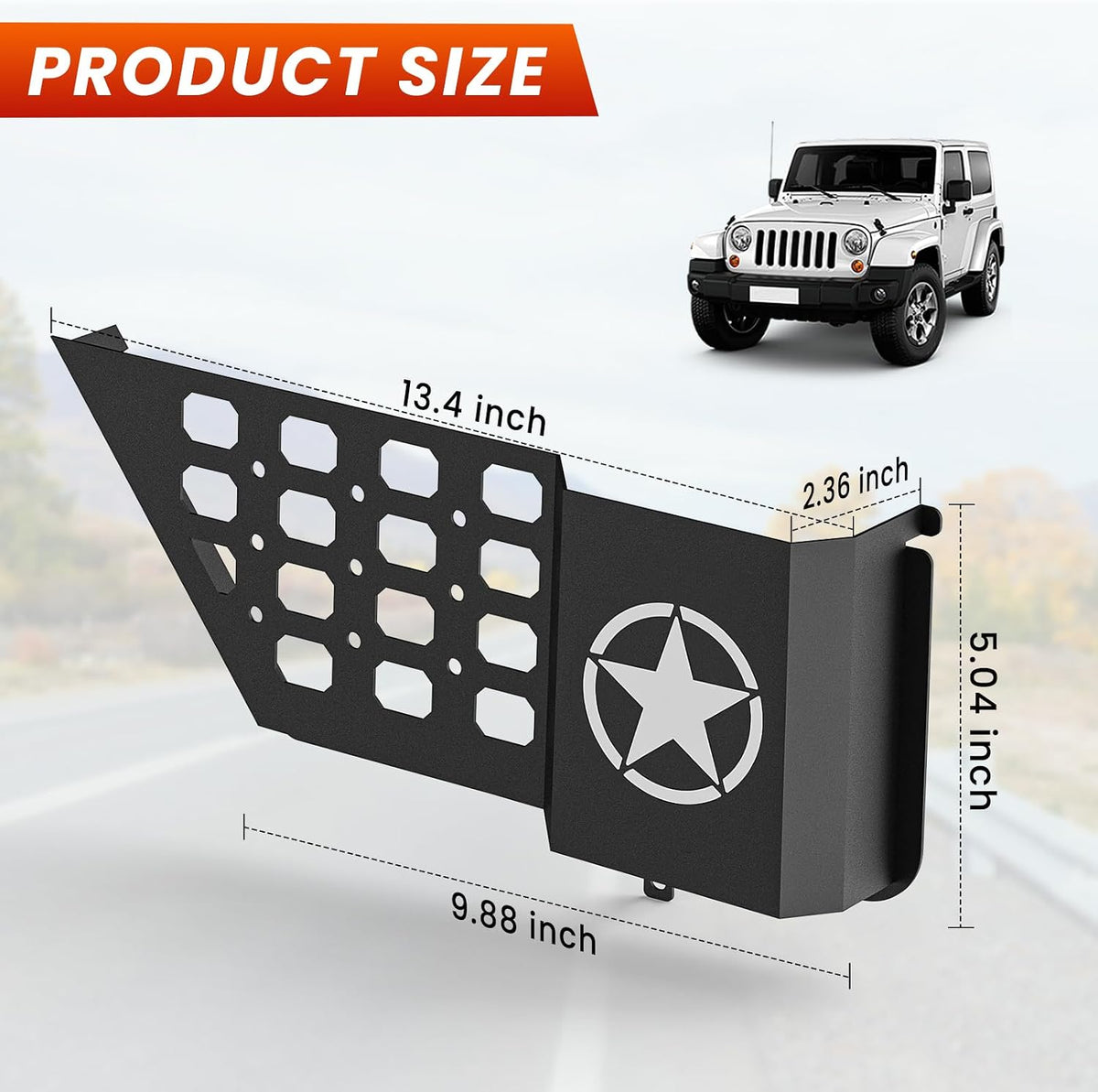 Eamplest Metal Rear Door Storage Box for Jeep Wrangler JL JLU 2018-2026