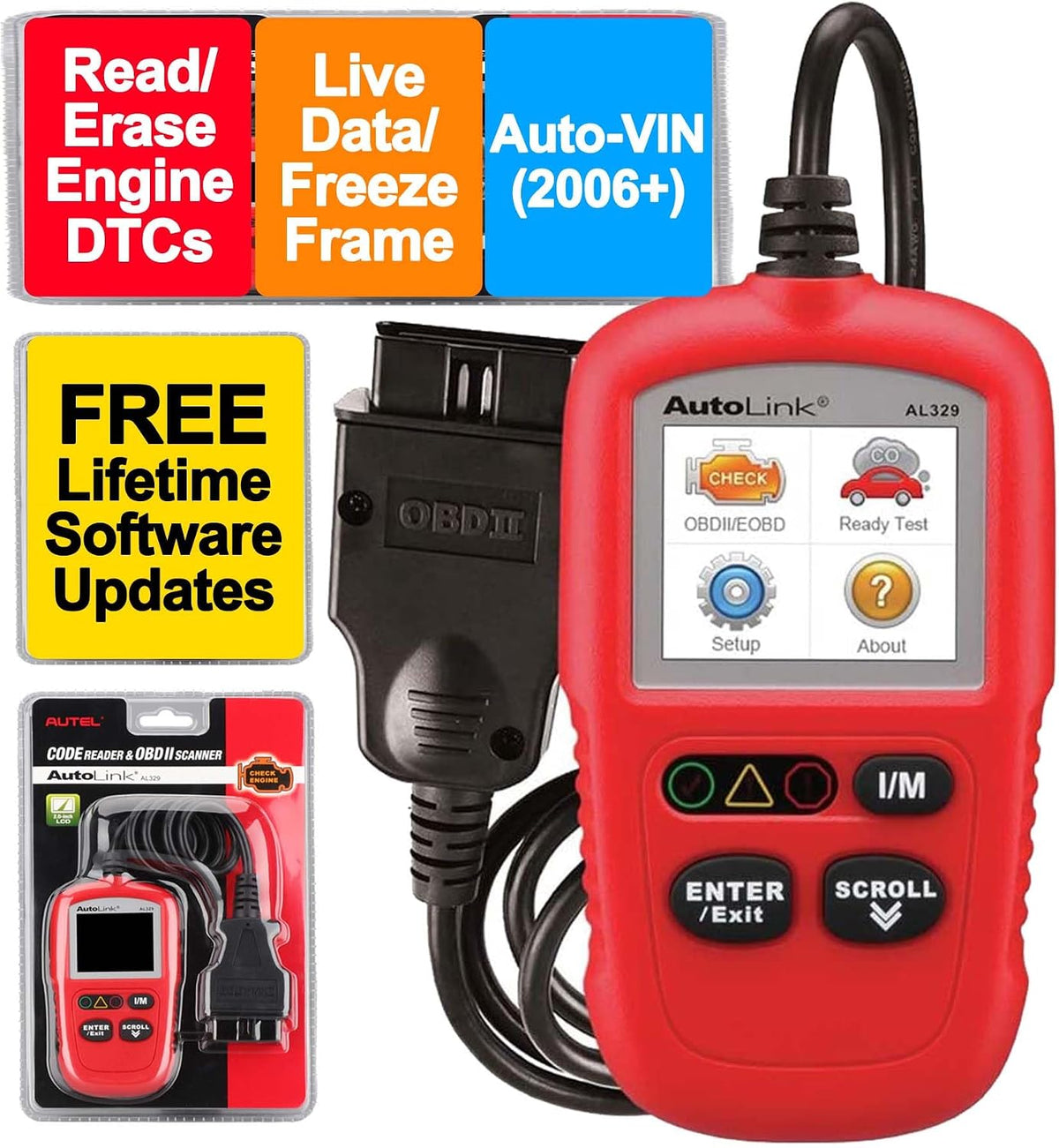 Autel OBD2 Scanner AL329, Vehicle Check Engine Code Reader