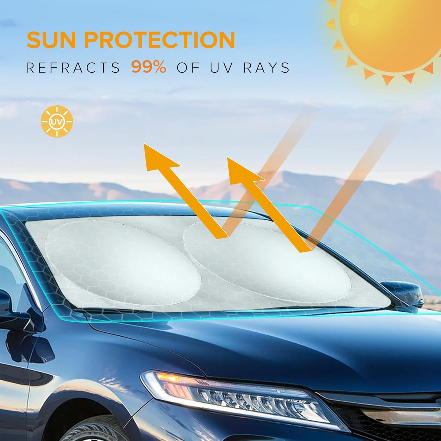 XHRING Windshield Sun Shade for Mercedes Benz C C300 A B E E350 GLA GLB 250 CLA CLK Class Accessories, Car Front Window Sunshade Sun Visor Shield for Mercedes Benz Maybach GLS600 GLA250