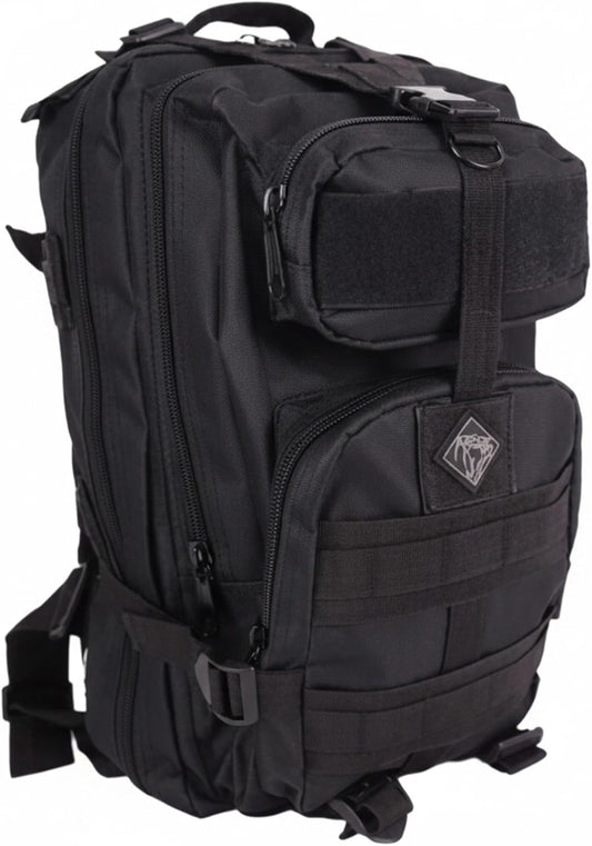 Medium Backpack with Pistol Retention System, Black, Concealed Carry Capability with MOLLE Webbing Exterior for Modular Gear Expansion