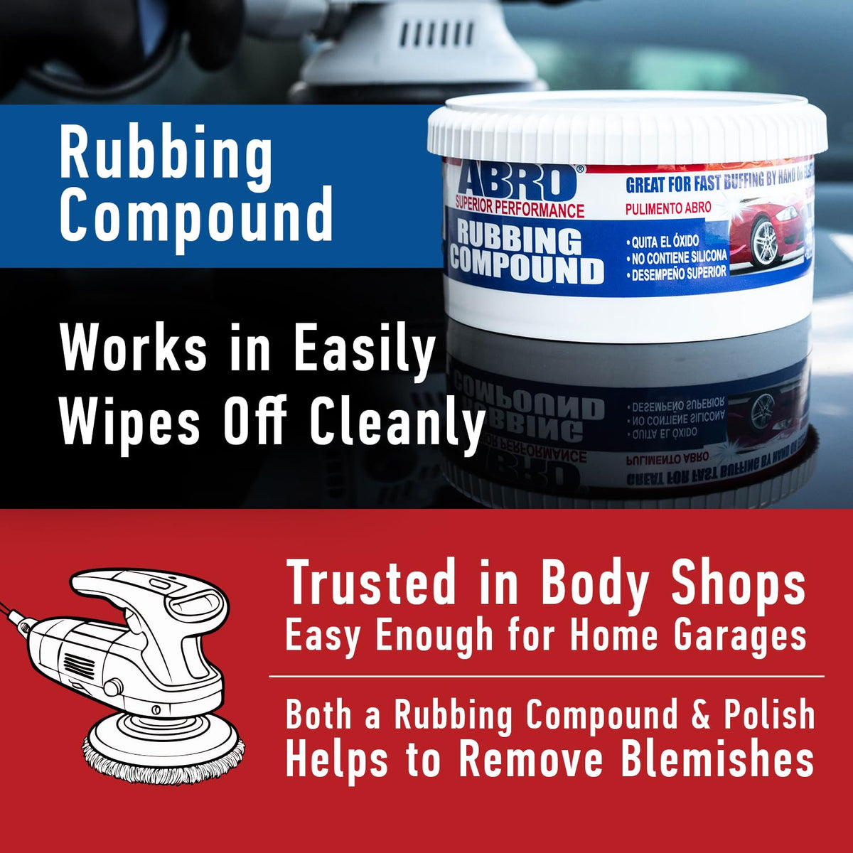 ABRO Rubbing Compound 10 oz, Fast-Cut Buffer for Oxidized Paint