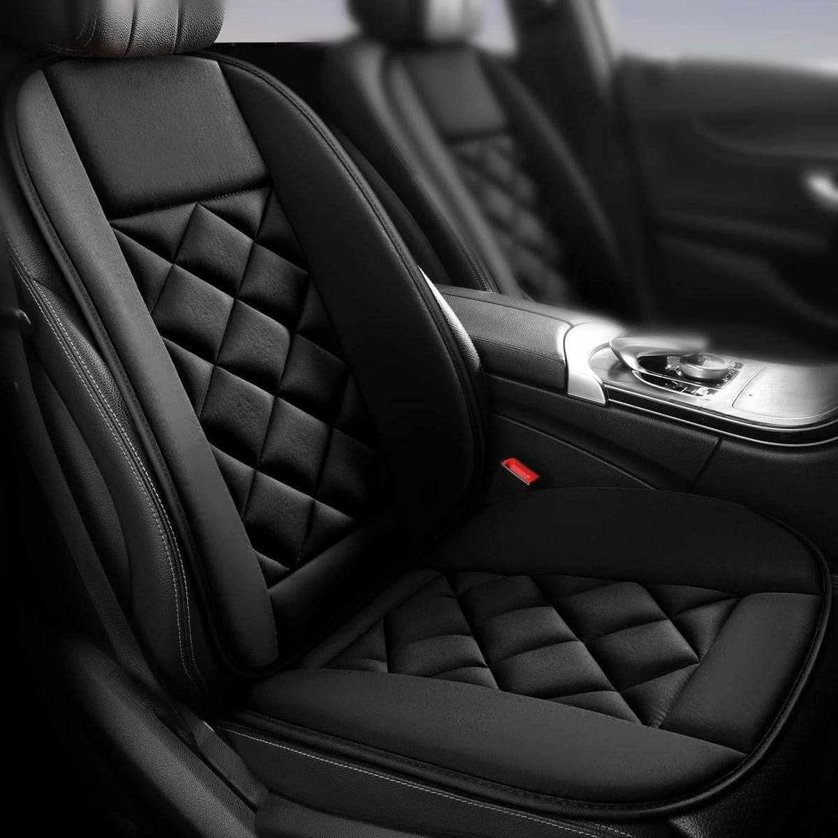 Car Seat Cushion with Back Support Pillow, Car Seat Cushion for Long Driving, Breathable Car Seat Protector, 1.2'' Thick Memory Foam Design for Pain Relief, Seat Pad for Car SUV Truck (Black)