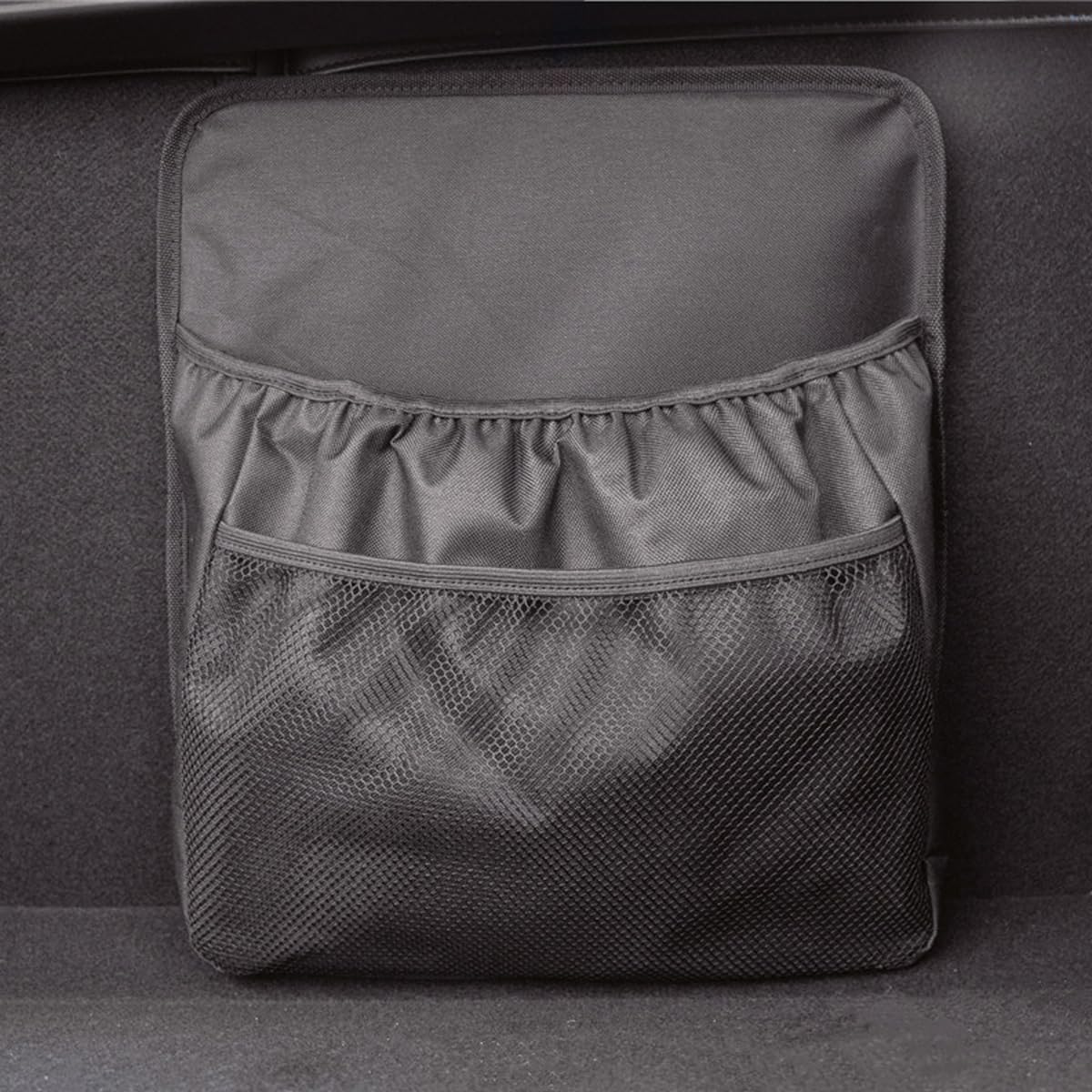 HZEL Car Trunk Organizer, Vehicle Backseat Hanging Storage Bag with Netting Pouch, Multifunctional Automotive Interior Seat Back Box Accessories, Universal for SUV, Sedan, Truck