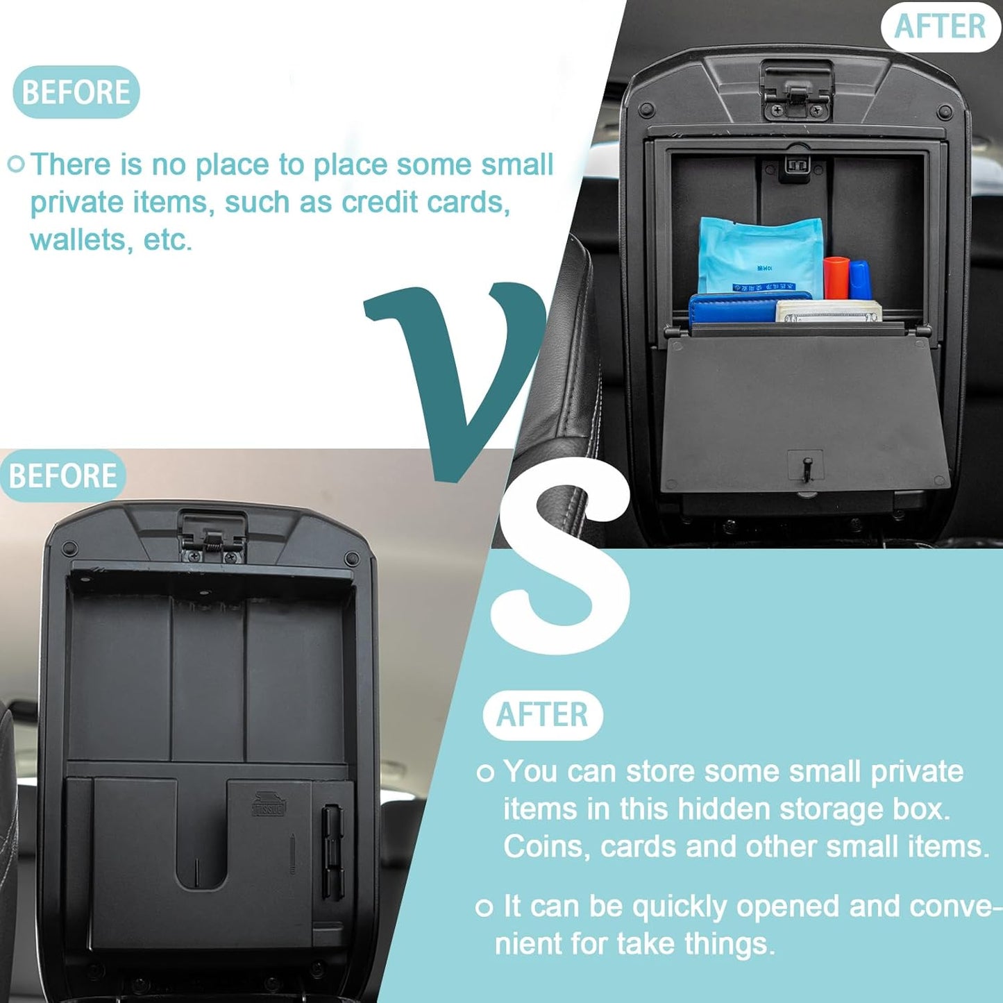 JDMCAR One-Touch Hidden Storage Box Compatible with Toyota 4Runner Accessories 2010-2023 2024 Center Console Organizer