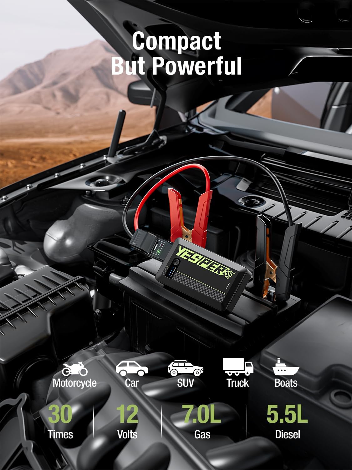 YESPER 12V Portable Car Jump Starter 1500A Motorcycle Battery Jump Pack