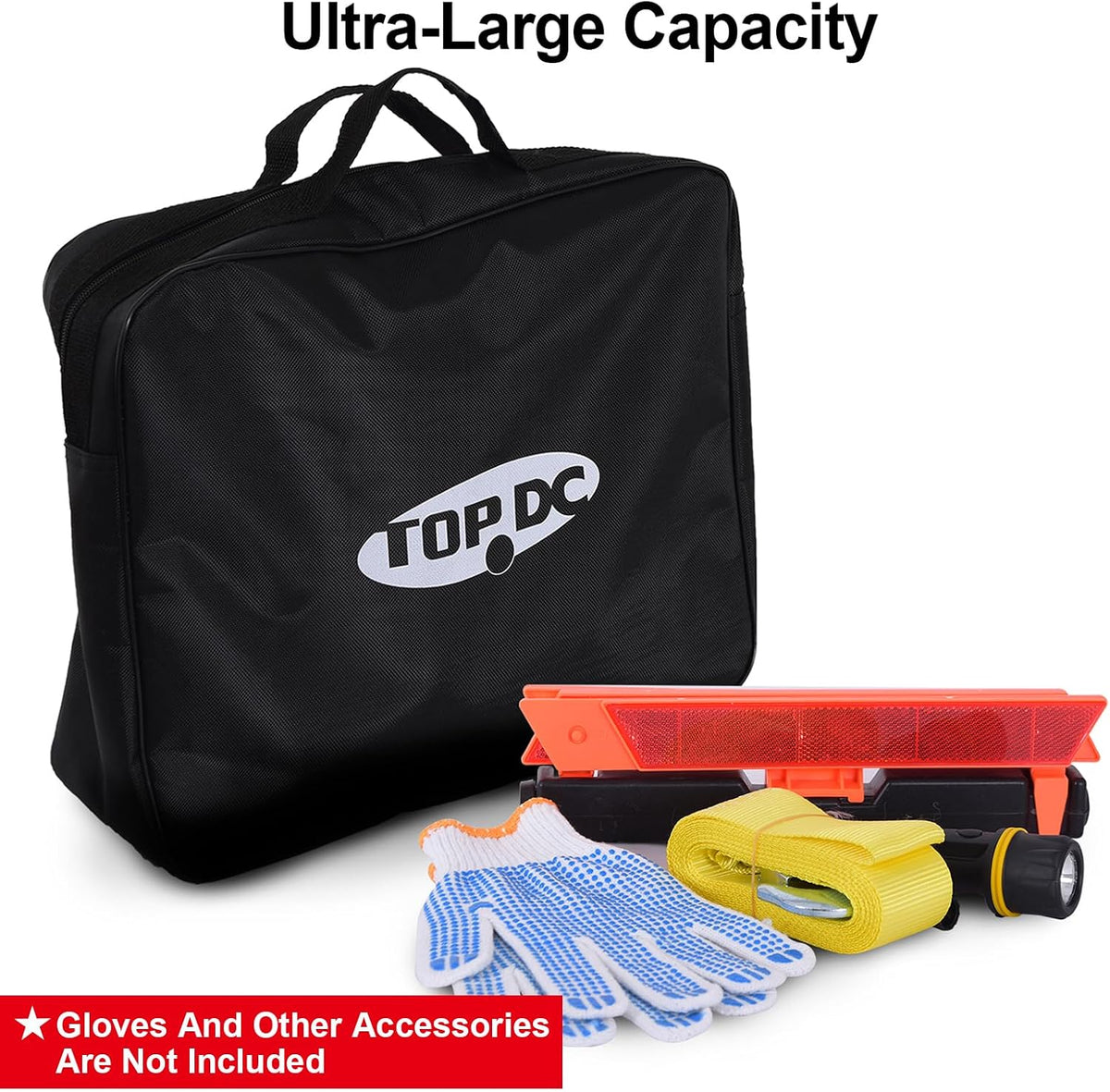 TOPDC Jumper Cable Bag, Large Tool and Cord Storage Organizer with Zipper