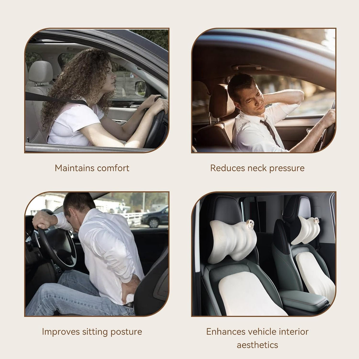 Memory Foam Lumbar Support Pillow For Car Seat,Office Chair,White 1pcs
