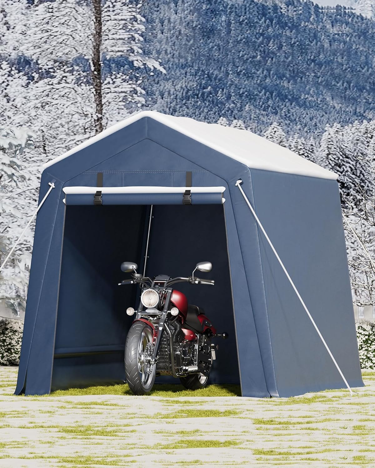 6x8 FT Outdoor Storage Shelter Shed Carport with Roll Up Door Windows Waterproof Portable Garage Heavy Duty Tent for Motorcycle Bike Firewood Tools Ventilated