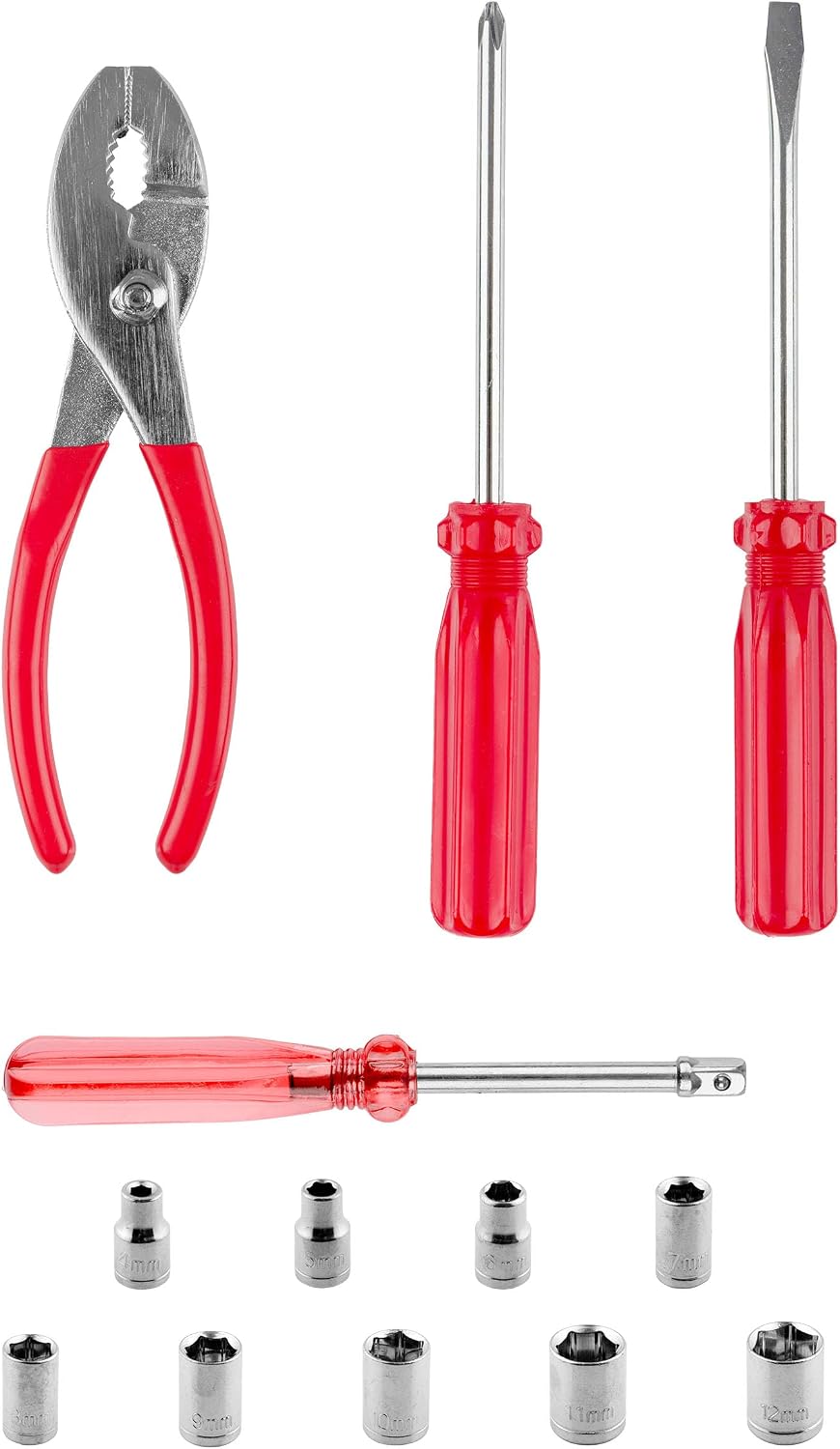 Stalwart Roadside Emergency Car Kit, 30-Piece, Gray/Red