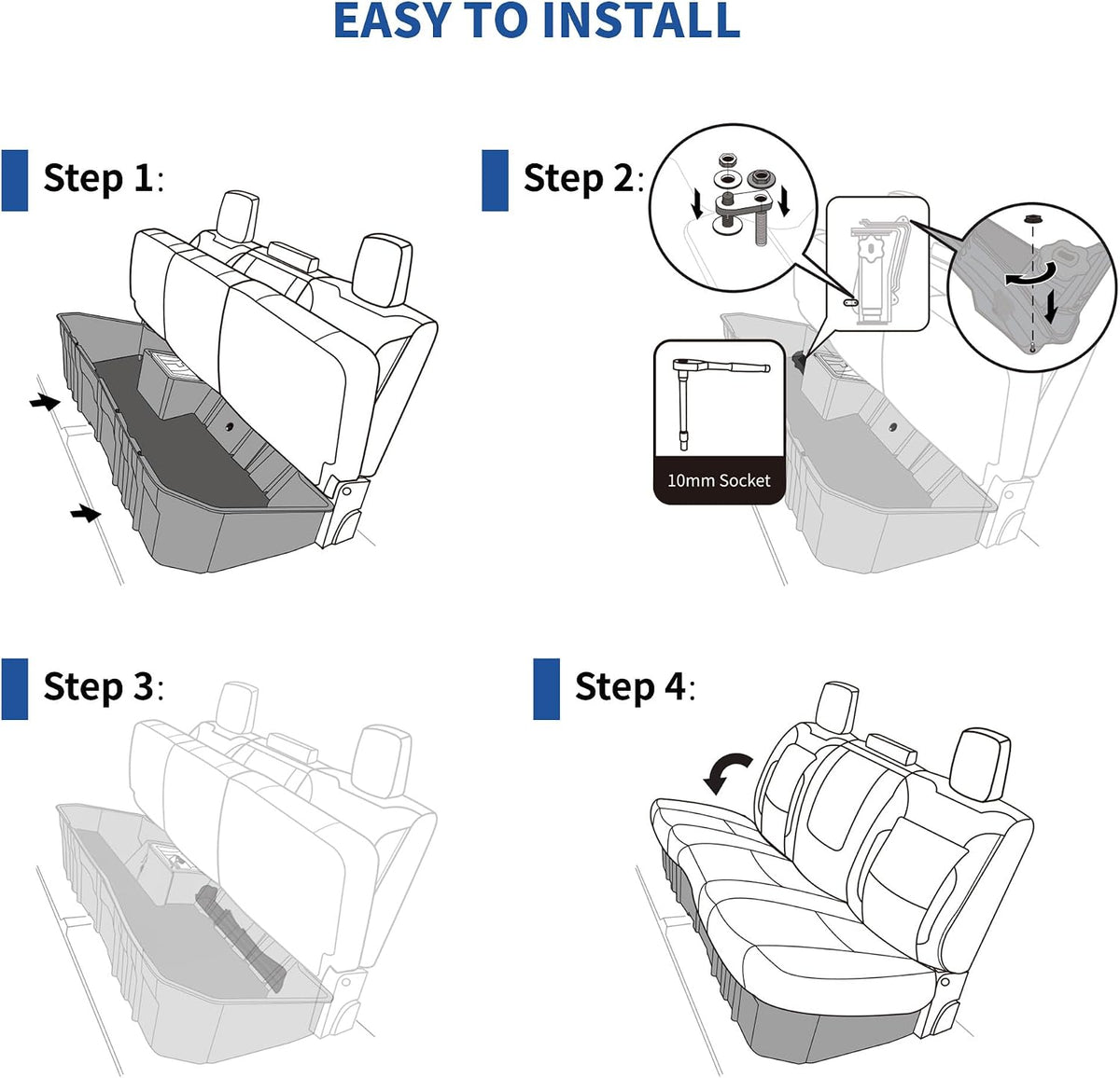 OEDRO Under Seat Storage Box Fit 2019-2026 Chevy Silverado/GMC Sierra 1500