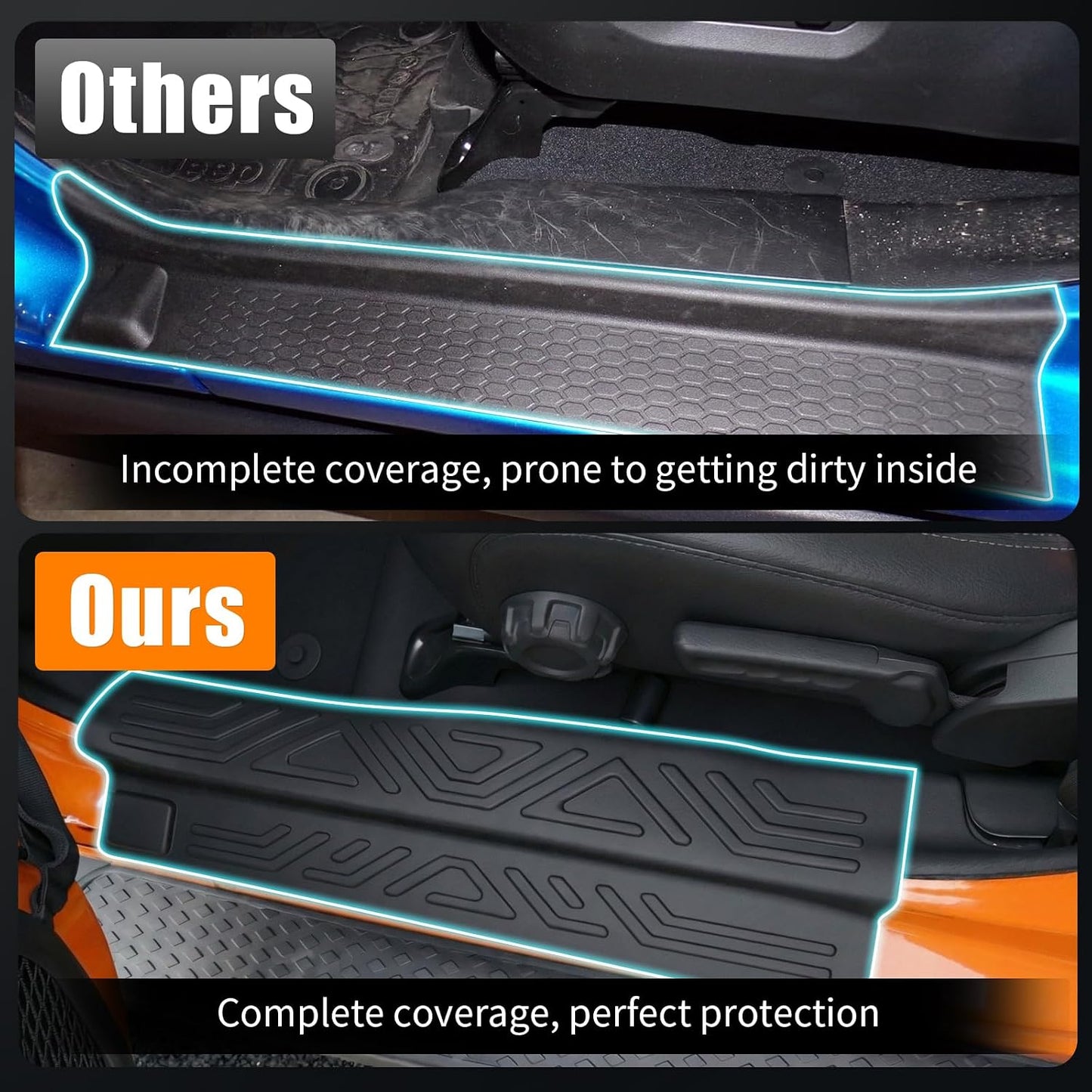 Door Sill Protector Compatible with 2020-2026 Jeep Gladiator JT Full Coverage Door Sill Guards TPE Protection All Weather 4PCS for 2025 Gladiator Accessories