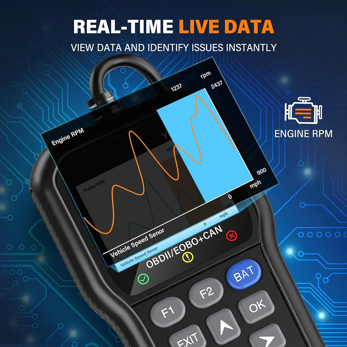 BluSon YM319 OBD2 Scanner Diagnostic Tool with Battery Tester, Scan Tool