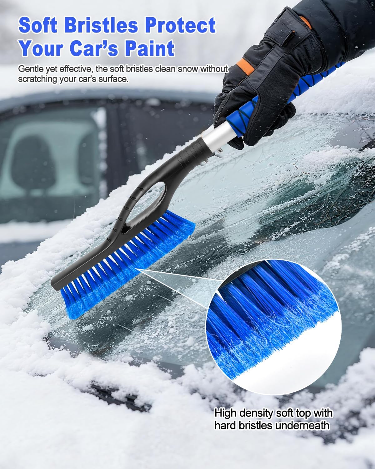 27'' Ice Scraper Snow Brush for Car Windshield, Aluminum Snow Removal Tools with Foam Grip for SUV Vehicle Auto Trucks Window