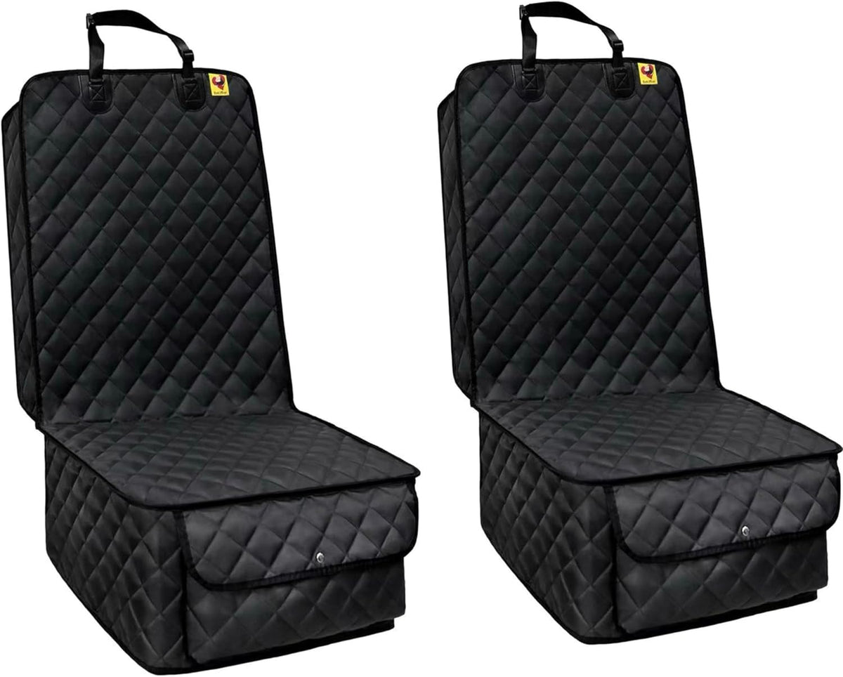 Bark Lover Deluxe Dog Seat Cover for Front Seat-More Durable Spill-Resistant Front Seat Protector, High Heat Resistant and Nonslip Front Seat Cover for Dogs Kids, Universal Size (Black, 2 Pack)