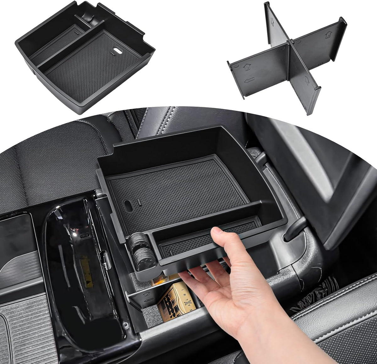 2PCS ABS Kit Center Console Organizer Tray For 2025-2026 Hyundai Tucson