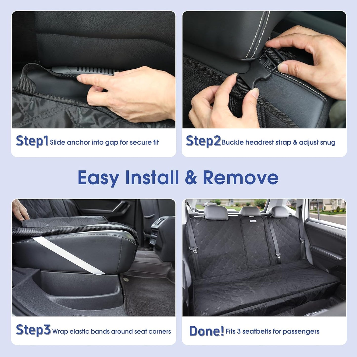 ALLANSING Upgraded 900D Heavy Duty Dog Back Bench Seat Cover, Car Seat Protector, Seatbelt & Armrest Compatible, Waterproof & Non‑Slip for Dogs & Kids, Fits Most Cars, SUVs & Trucks