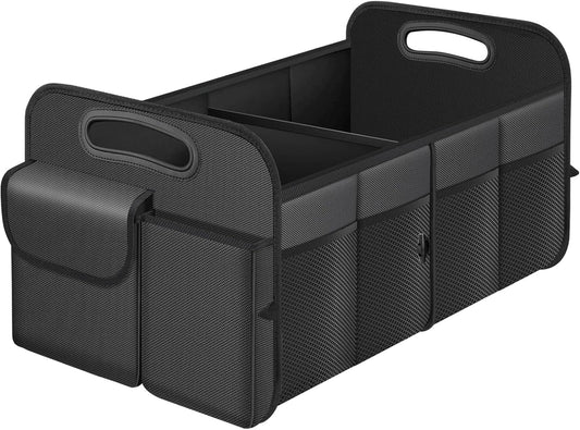 Trunk Organizer, Collapsible Waterproof Multi-Compartment Trunk Organizer for SUVs & Sedans, Car Storage with Reinforced Handles, Car Accessories for Women and Men, 52L