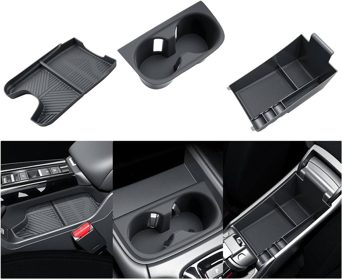 BIBIBO 3Pack for 2026 Honda HRV Center Console Organizer 2026 Honda HRV (LX/Sport/EX-L) Cup Holder & Armrest Organizer Tray +Under Console Tray 2026 HRV Middle Insert Tray 2026 HR-V Accessories