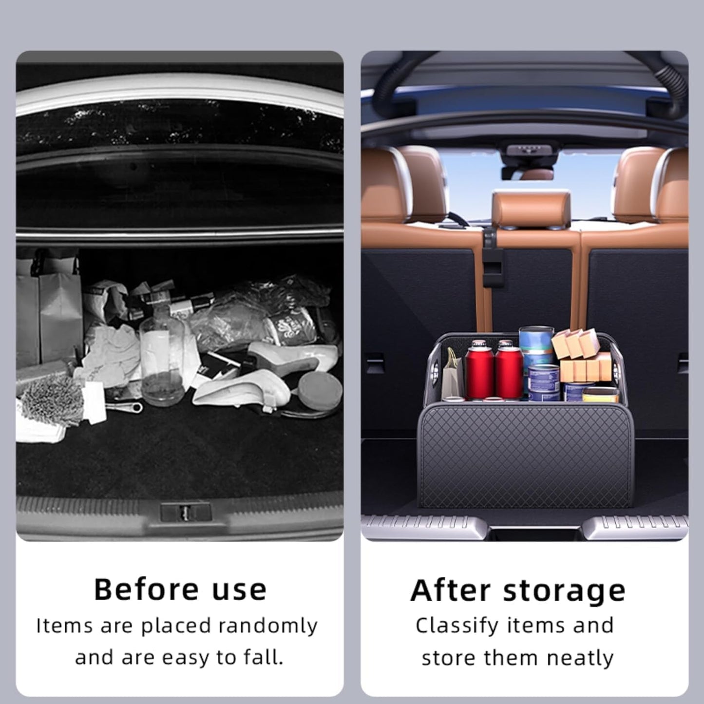 Car Trunk Organizer and Car Storage,Collapsible Multi-Compartment Car Organizers, Waterproof Foldable Luggage Bag with 4 Pockets，Suitable for Any Car