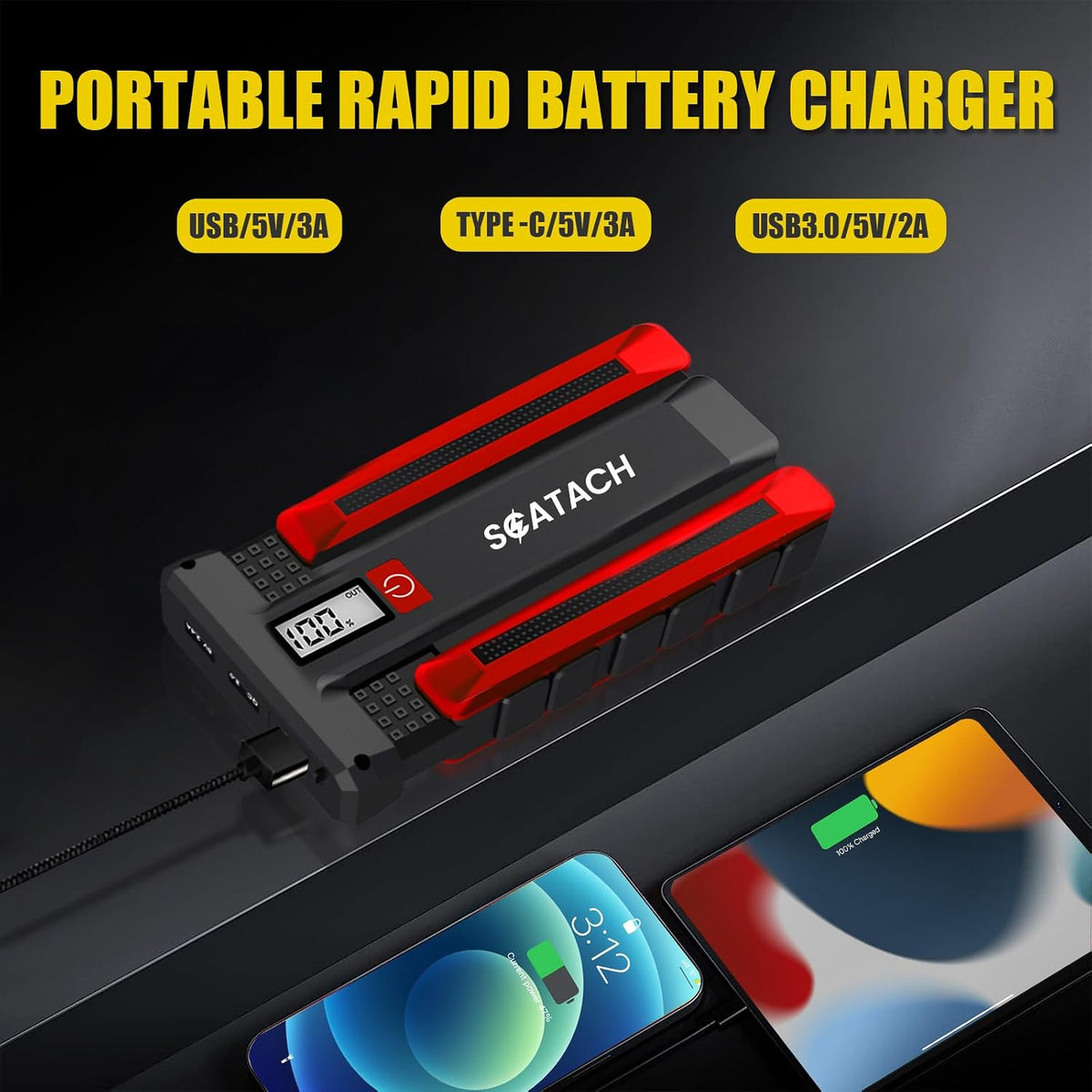 Scatach 6000A Car Battery Jump Starter,12V Car Jumper Starter Portable