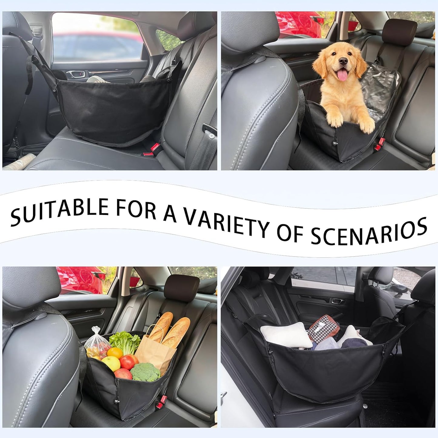 Car Seat Organizer, Collapsible Hammock Back Seat Storage Bag | Foldable Car Hanging Multifunctional Shopping Shoulder Bag,Reusable Tote with Drawstrings, Large Capacity for Car,Truck,SUV