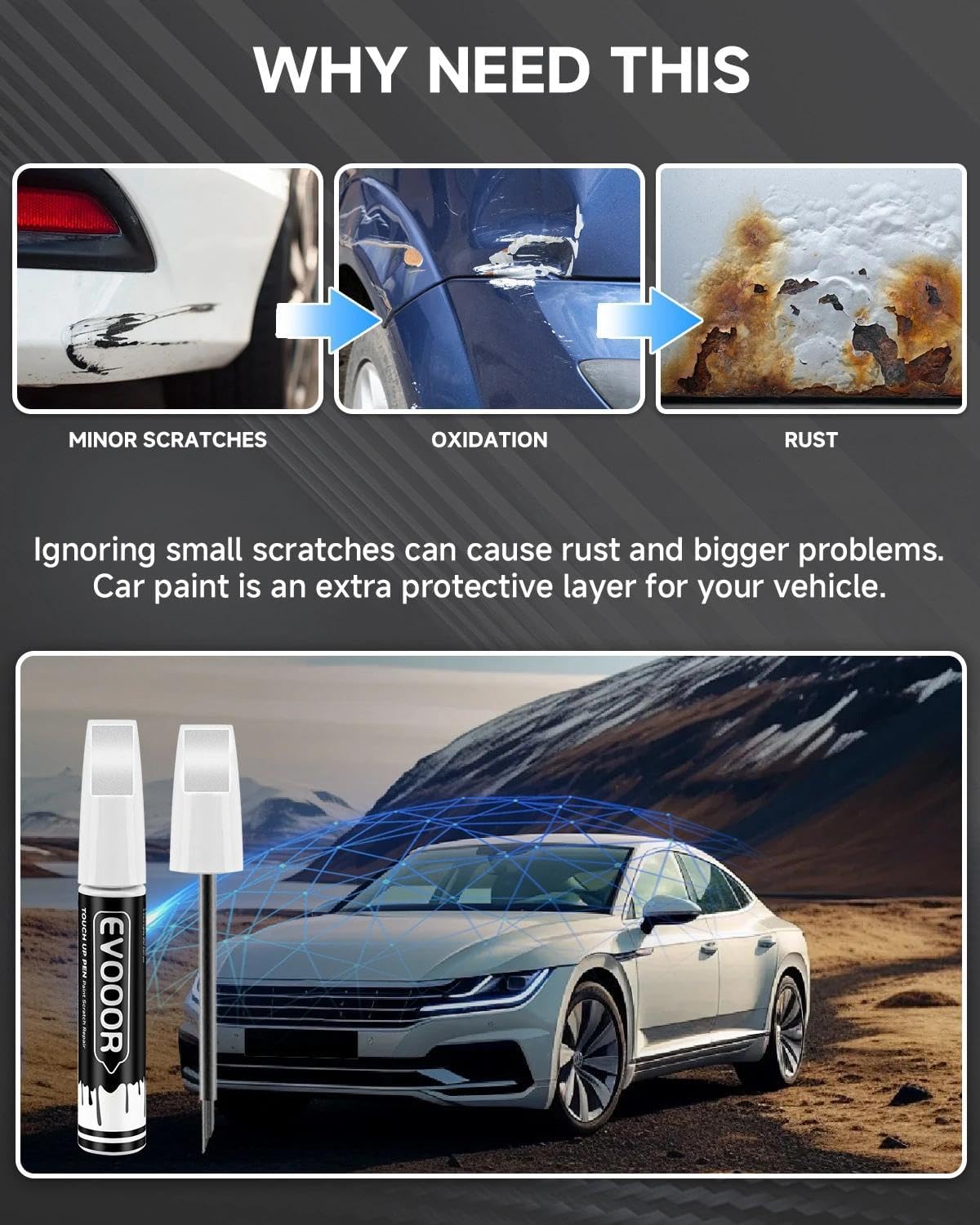 Touch Up Paint for Ford – Exact Match 2 in 1 Paint Pen for Chips and Nicks Repair (Avalanche(DR))