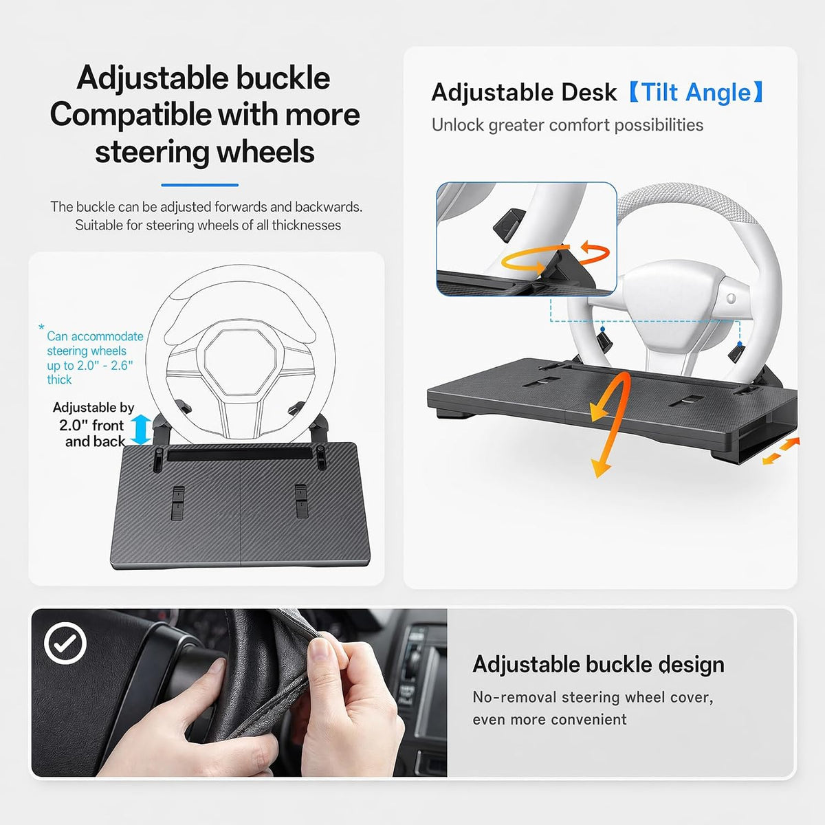Steering Wheel Tray, 2-in-1 Car Desk with Dual Seat Organizers ﻿