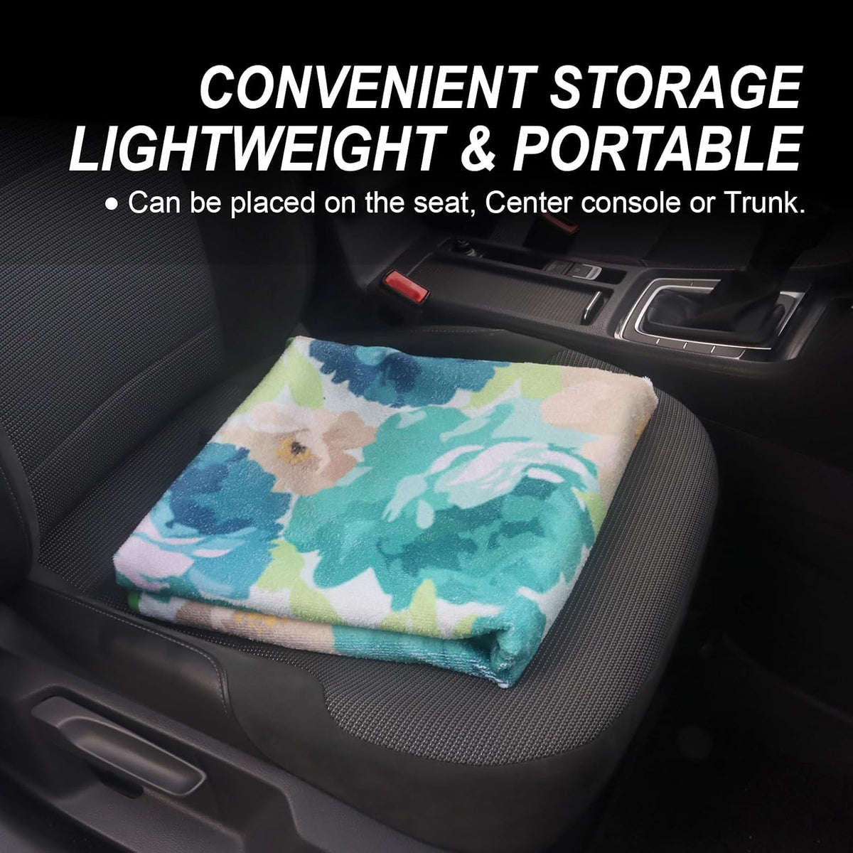 Sweat Towel Car Seat Cover Protector Front Seats for Gym Workout, Running, Swimming, Beach and Hiking, Waterproof Universal Seat Cover for Car, Trucks, Van & SUV (1, Cyan Flower, Rear Seat)