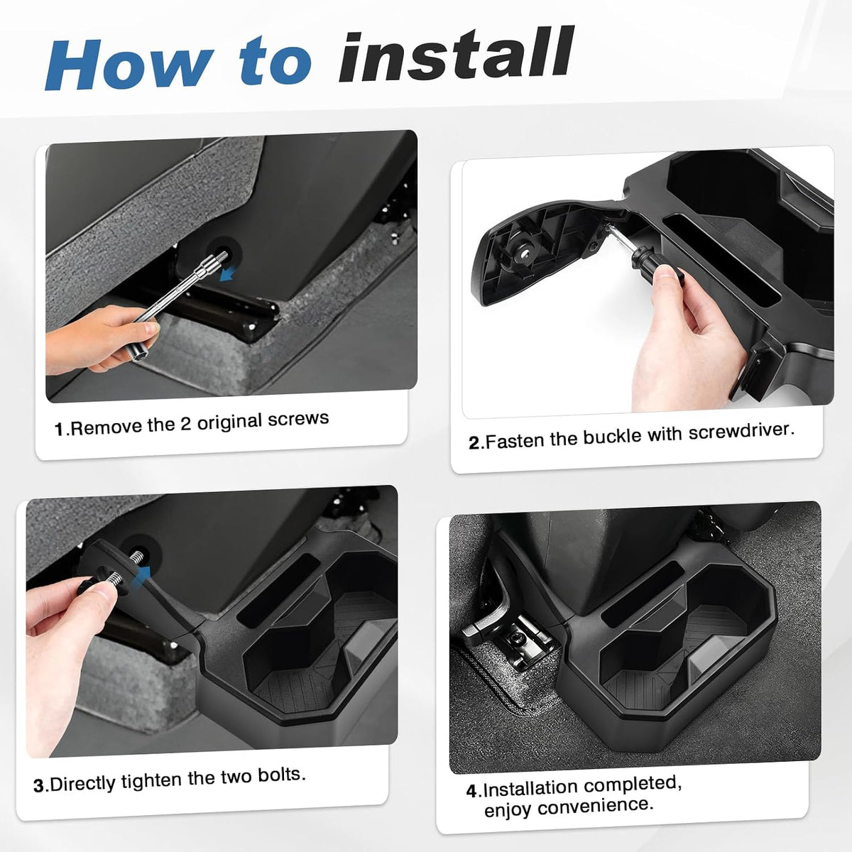 Karltys Car Backseat Cup Holder, Fixable Rear Cup Holder Organizer Tray with Tools, Interior Accessories Floor Back Seat Cup Holder for Chevy Chevrolet Trax 2024 2025 2026