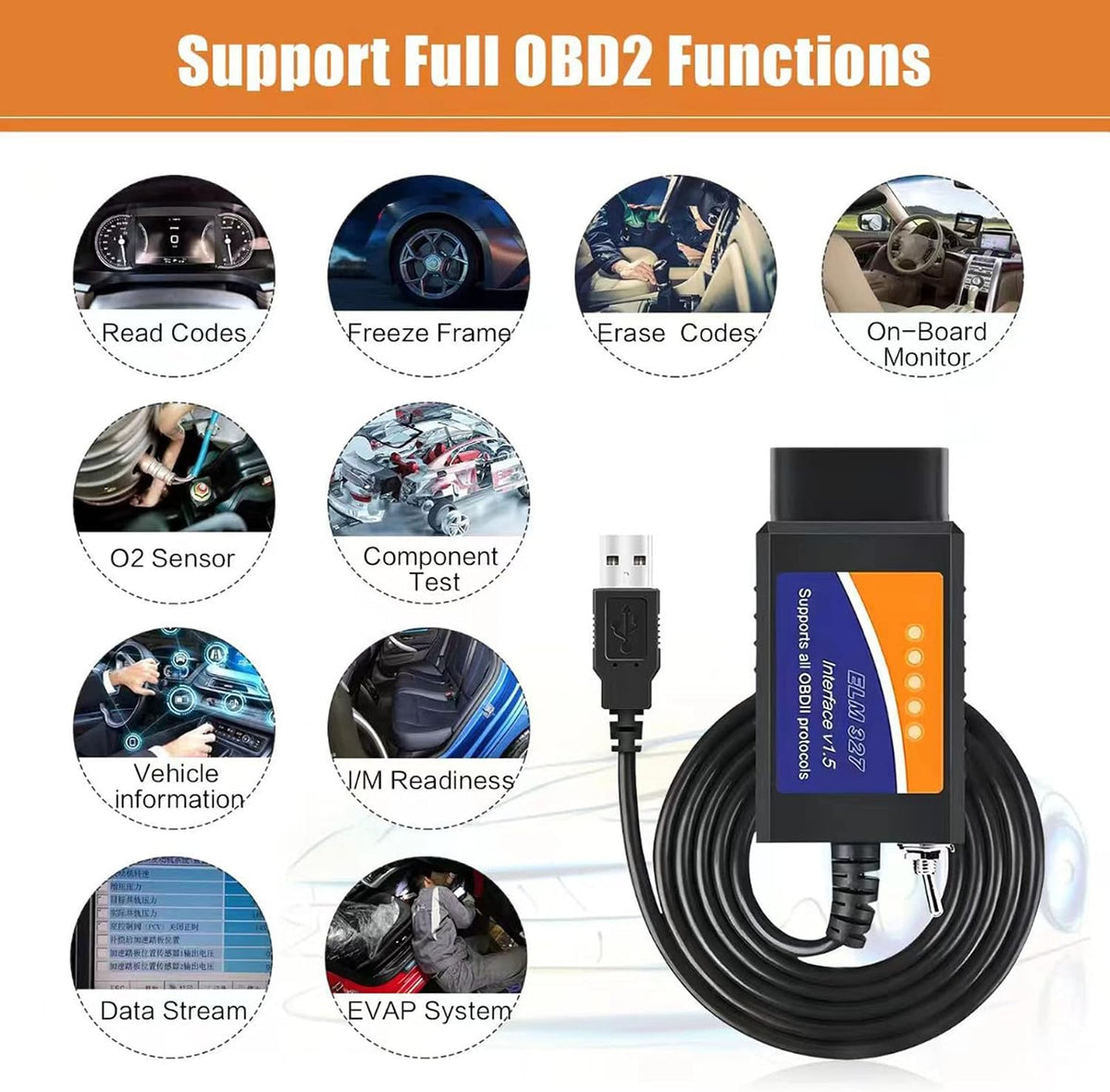 Elm327 USB Compatible with Forscan Software Obd2 Adapter for Ford F150 F250 Lincoln Mazda Mercury Code Reader Vehicle OBD Scanner Diagnostic Programmer Tool MS HS CAN Switch