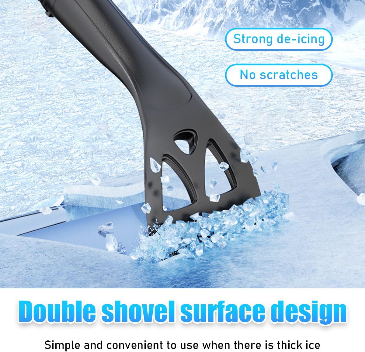 Ohleats 31.5" Ice Scraper and Extendable Snow Brush, 360° Pivoting Snow Brush Head with Foam Grip, Detachable Ice Scraper with Soft Bristle Head for Car Truck SUV Window Windshield (Orange)