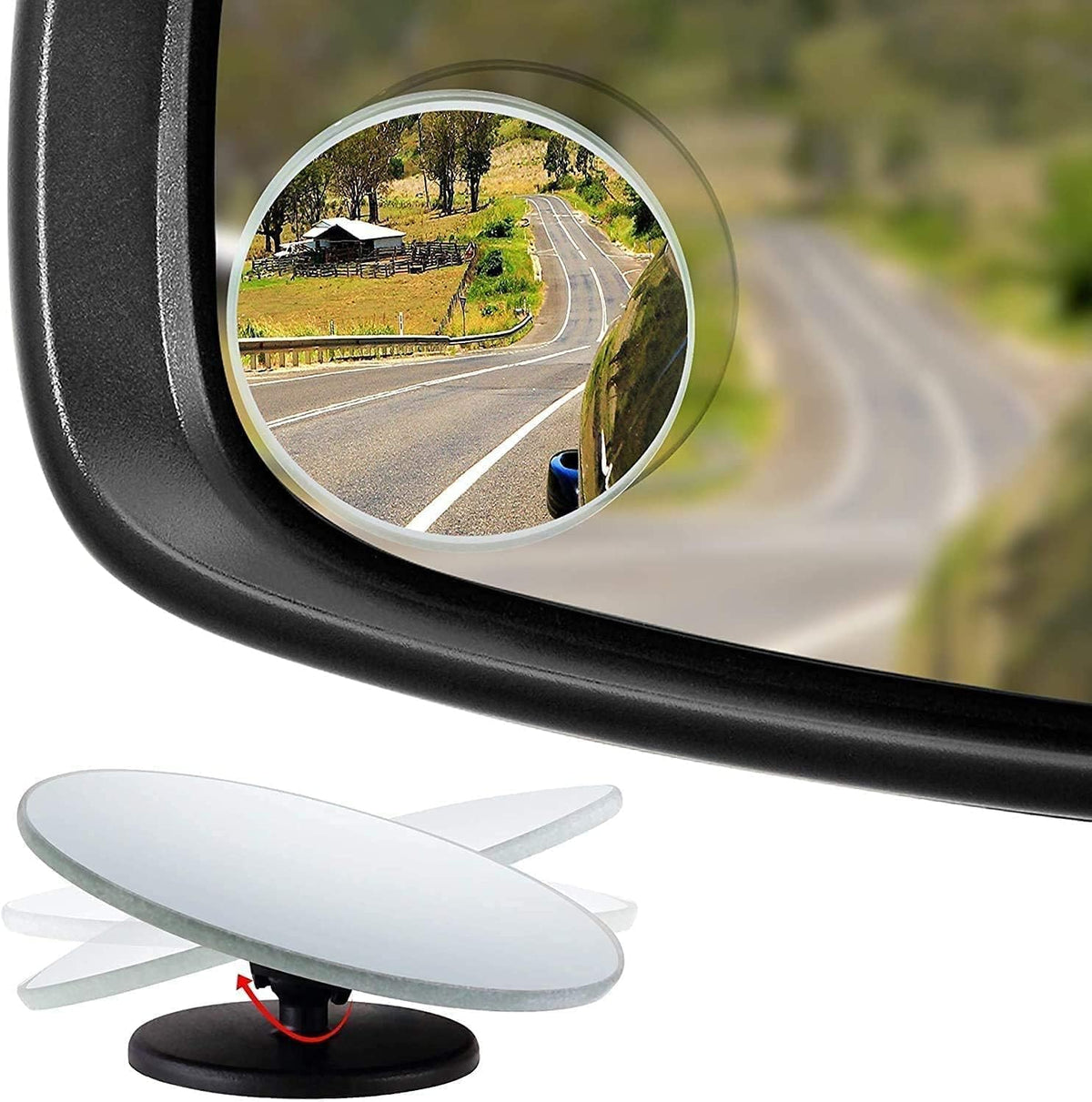 Verivue 3.5-Inch Rectangular Blind Spot Mirrors for Cars, Universal Fit, HD Convex Wide Angle, Stick-On Frameless Design, Adjustable Blindspot Mirror for Car Side Mirrors, 2-Pack