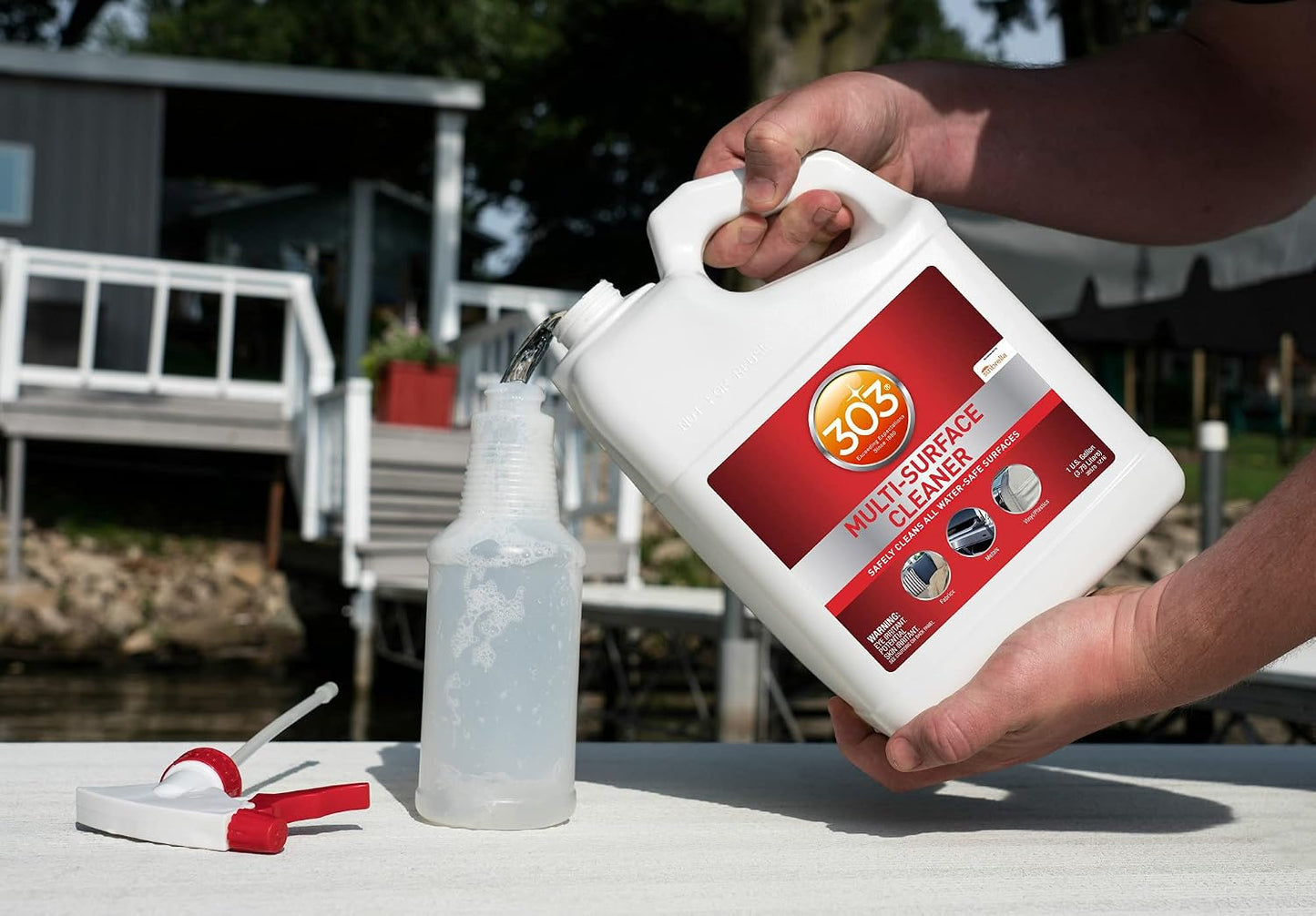 303 Products Multi-Surface Cleaner - Safely Cleans All Water Safe Surfaces, Including All Types of Fabric and Vinyl, Rinses Residue Free, Manufacturer Recommended, 1 Gallon (30570) | bike-oils