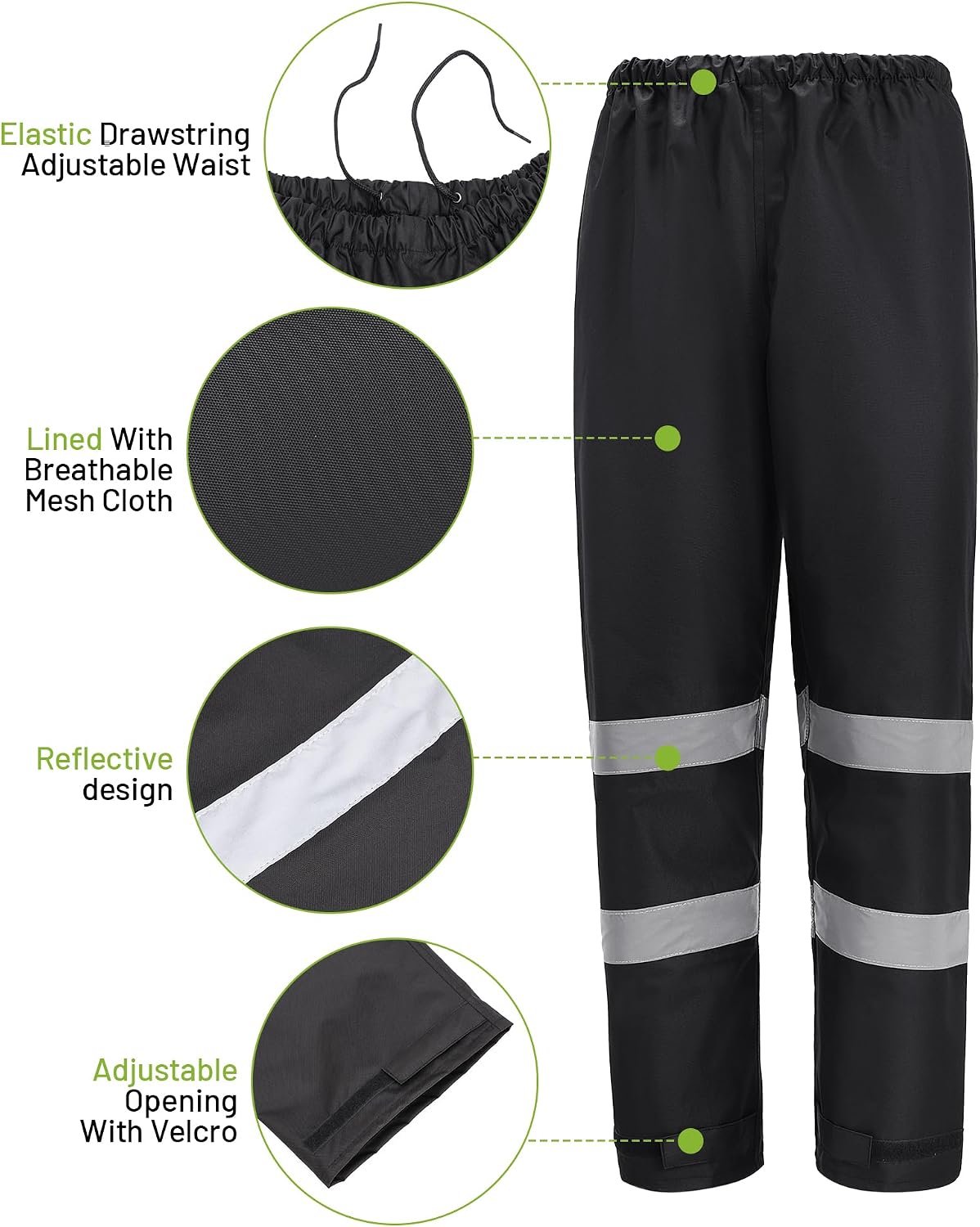 Oumurs Men's Motorcycle Rain Suit Waterproof Jacket & Pants with Reflective Strips, Breathable Mesh Lining Riding Raincoat