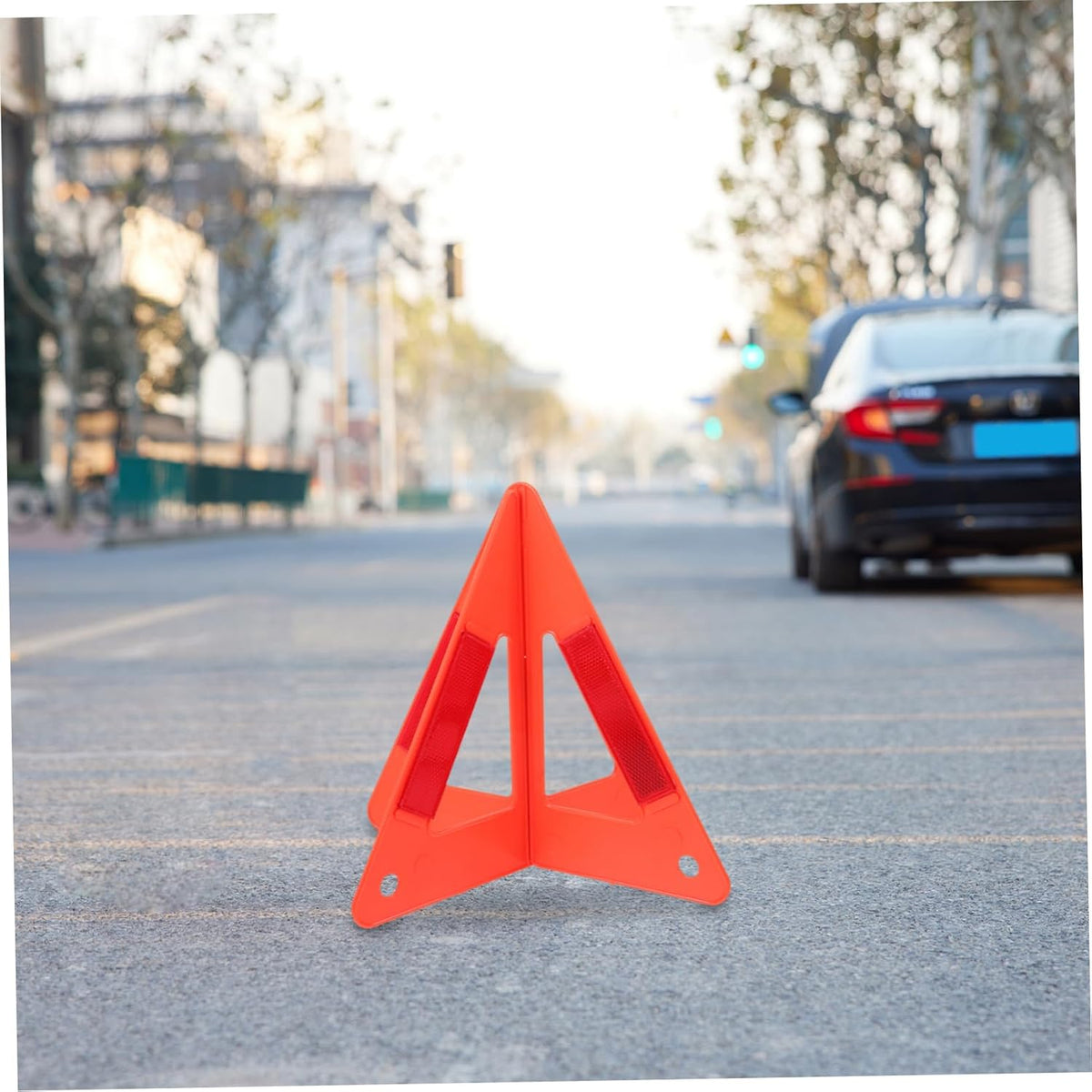 2 Sets Plastic Triangle Car Road Warning Sign Reflective