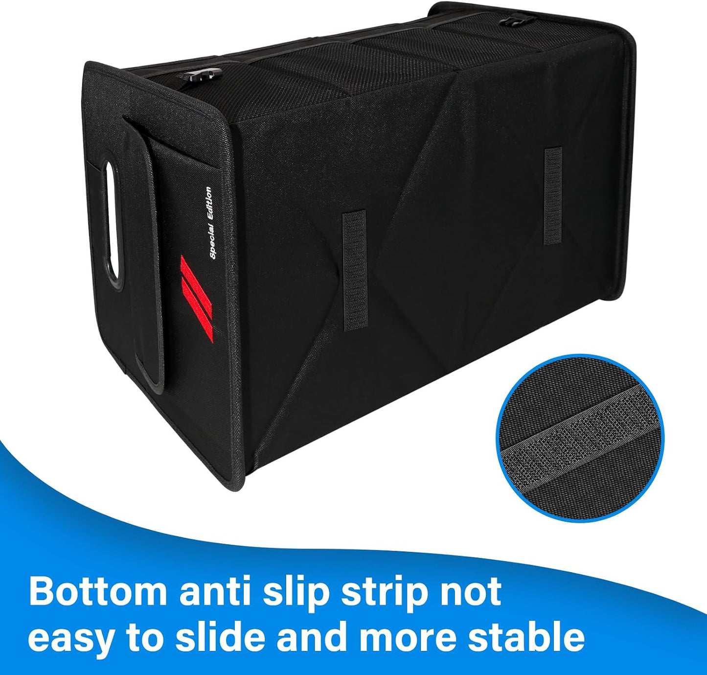 Car Trunk Organizer for Dodge Charger Durango Challenger Collapsible 2 Compartment Automotive Storage Box with Handle Non Slip Bottom Sturdy Side Walls for Dodge Accessories (Red)