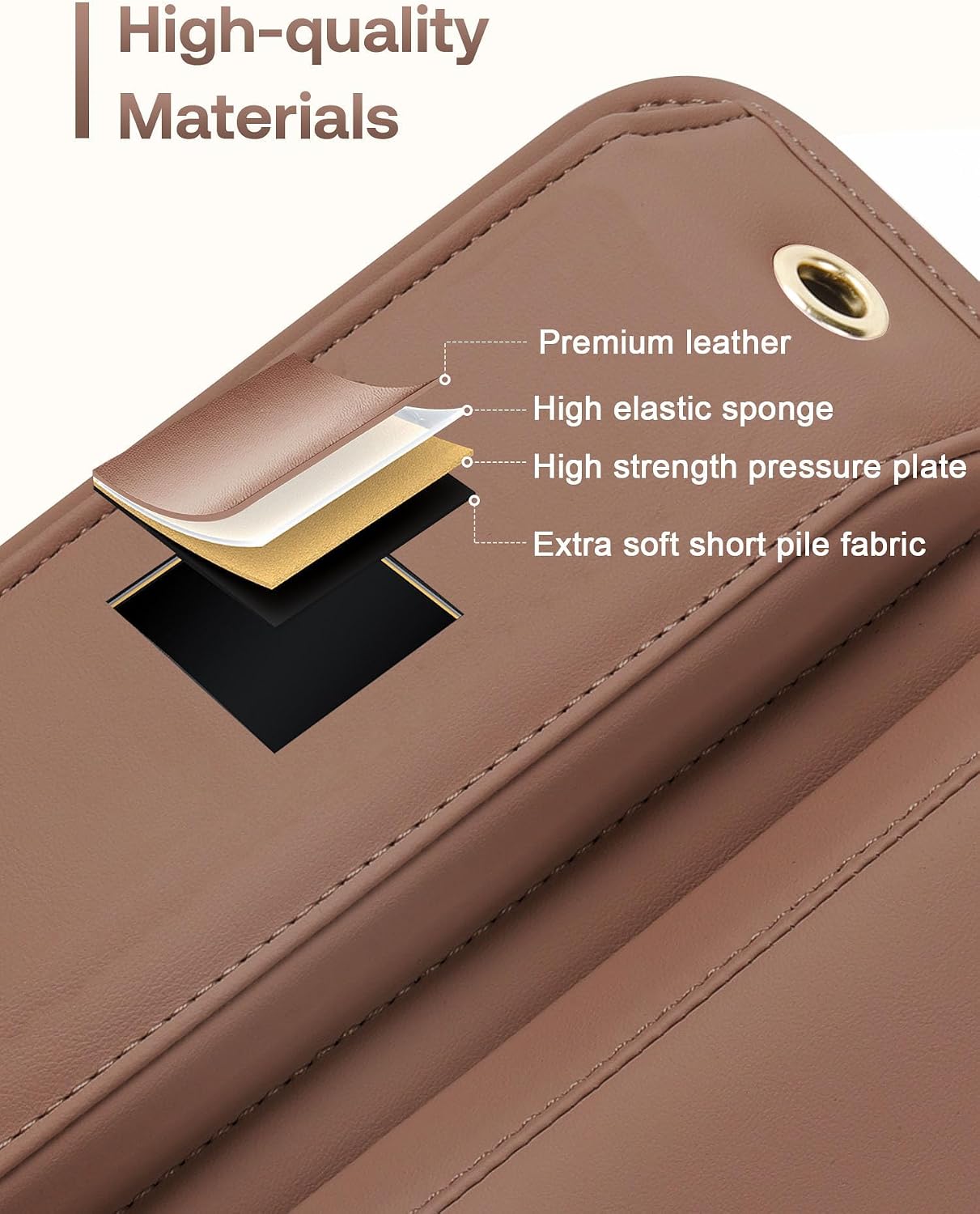 Premium Leather Car Seat Gap Filler Organizer (0.2”-1.2" Gaps), Clever Gifts for Car SUV Truck Owners (Brown, 2 Pack)