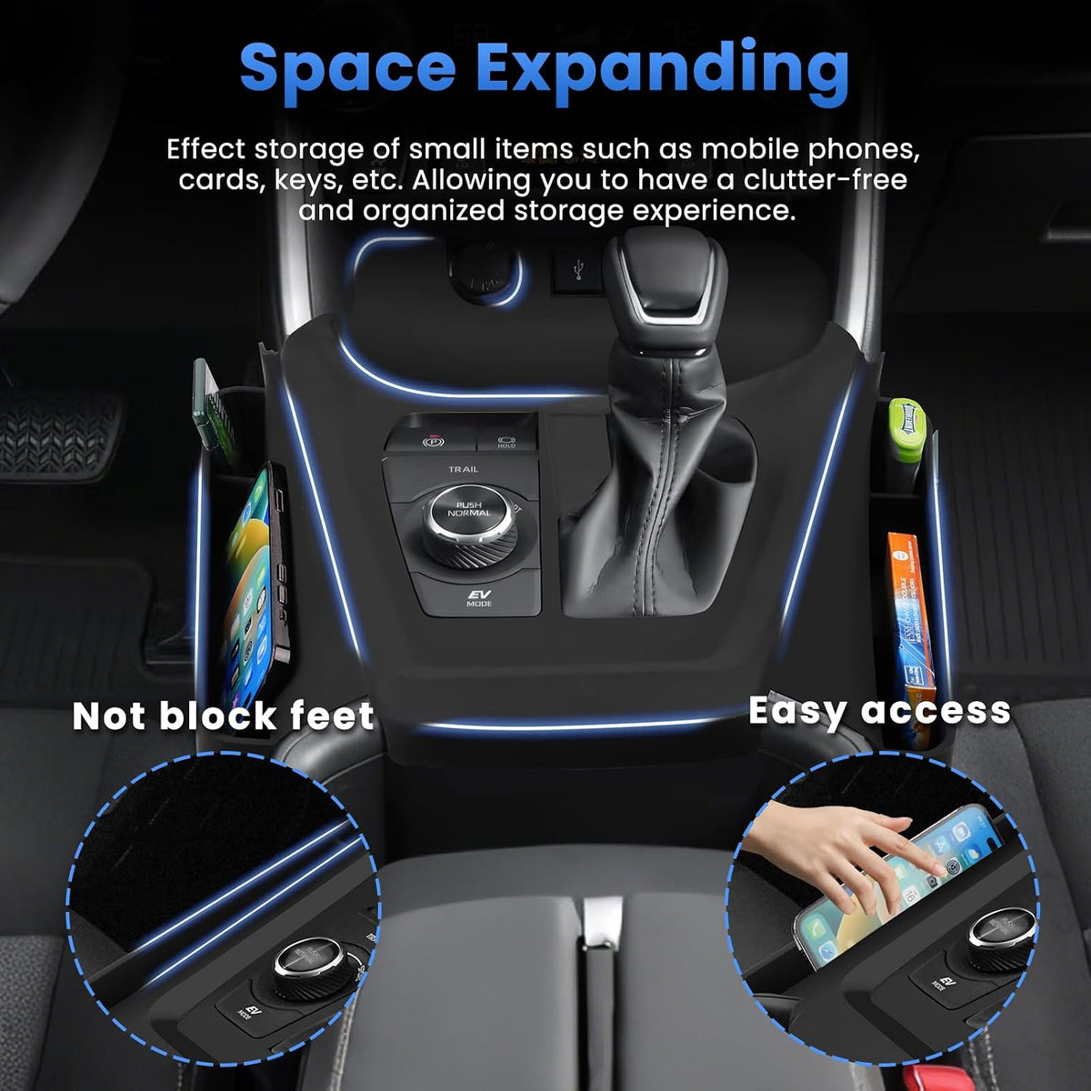 Autorder Silicone Center Console Organizer for 2019-2025 Toyota RAV4 Accessories Seat Gap Storage Box Soft Gear Shift Panel Trim Cover