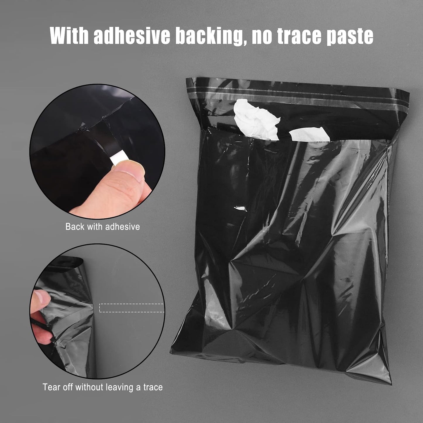 Car Trash Bags Disposable, 100 Pack Car Garbage Bag, Self Adhesive Small Trash Bags for Car, Black for Car, Kitchens, Bedrooms, Offices, During Travel and Camping (9.8 * 12.2 Inches)