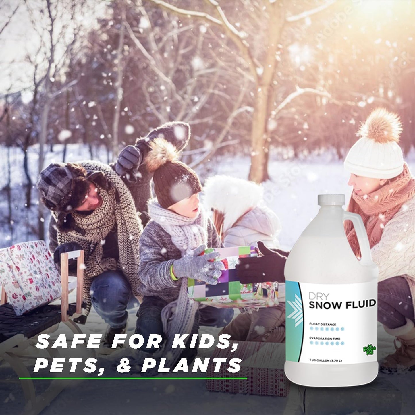 Froggy's Flakes Snow Machine Fluid, Ultra Dry Indoor Formula Snow Fluid with 30-50 Feet Float/Drop, 1 Gallon